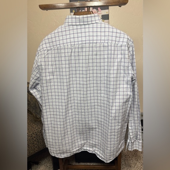Michael Kors Men’s White, Purple, and Blue Plaid Button Down Shirt - Picture 2 of 4